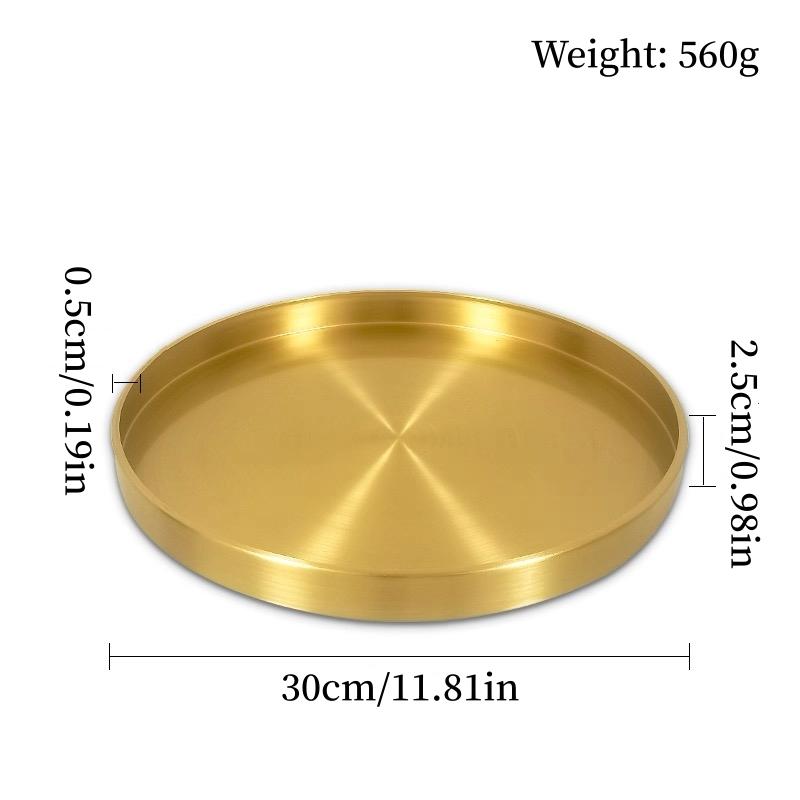 Multiple Sizes Polishing Brushed Texture Circle Shape Tray,Brass Tea Disc Home Cheese Food Plate,Snack Disc Table Decoration
