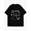 White Oversized T-Shirt With Cat And Suplabnova Print For Casual Wear