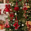 Soft Texture Dark Red Xmas Pendant Creative Shape Holiday Hanging Decor Home Window