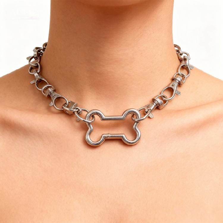 Bone Inspired Clasp Necklace Smooth Alloy Finish Clavicle Chain Multipurpose Jewelry Gift For Fashion Enthusiasts