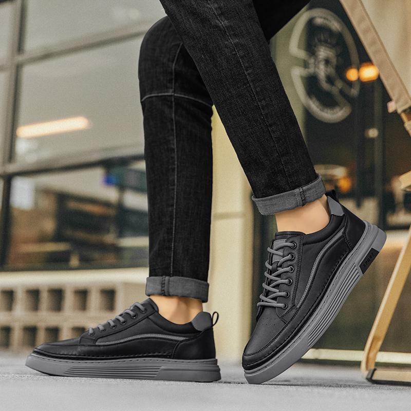 Skórzane Buty Codzienne Męskie Luksusowe Białe Trampki Moda Outdoor Projektant Mody Uniwersalne Retro Niskie Buty do Chodzenia Męskie