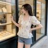 Princess short square collar coffee break light color new flared sleeves slim slim and sweet French casual short-sleeved top women