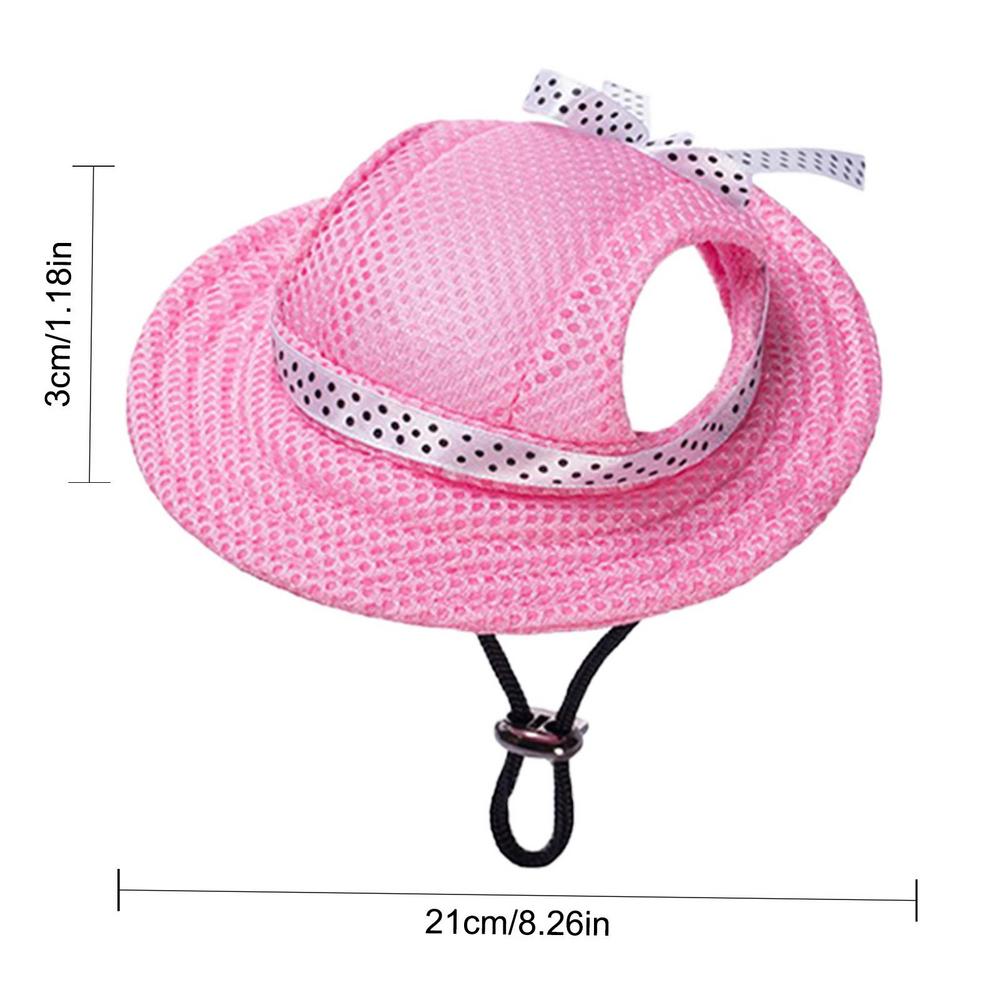 Breathable Dogs Sun Hats Round Brim Dog Visor Hat Outdoor Breathable Sun Protection With Ear Holes Mesh Sun With Adjustable Chin