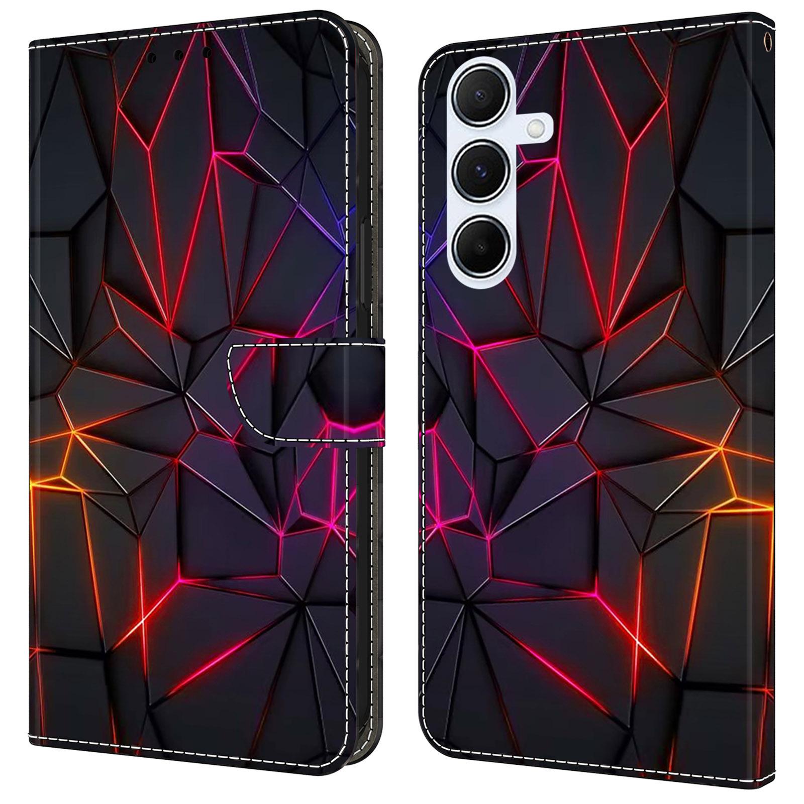 

For Samsung Galaxy A54 5G Case Pattern Printed Protective Cover TPU+PU Leather Flip Phone Case Red Cracks