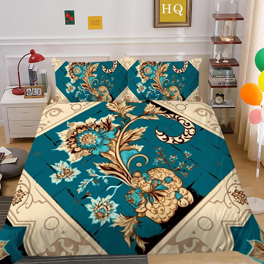 Set Biancheria da Letto Colorato Stampa Fiori 3D King Size Set Copripiumino Donna Set Letto in Poliestere Copri
