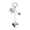Y2K Vintage Silver Color Bowknot Heart Keychain  Bow Love Keyring Bag Pendant Key Hanging Decoration For Girls Gift