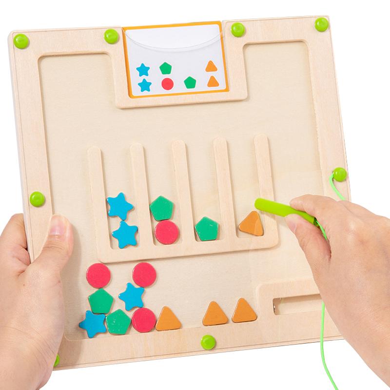 Kid Magnetic Shape Matching Maze Board Montessori Geometry Color Cognition Sorting Sensory Toy Fine Motor Skill Educational Game