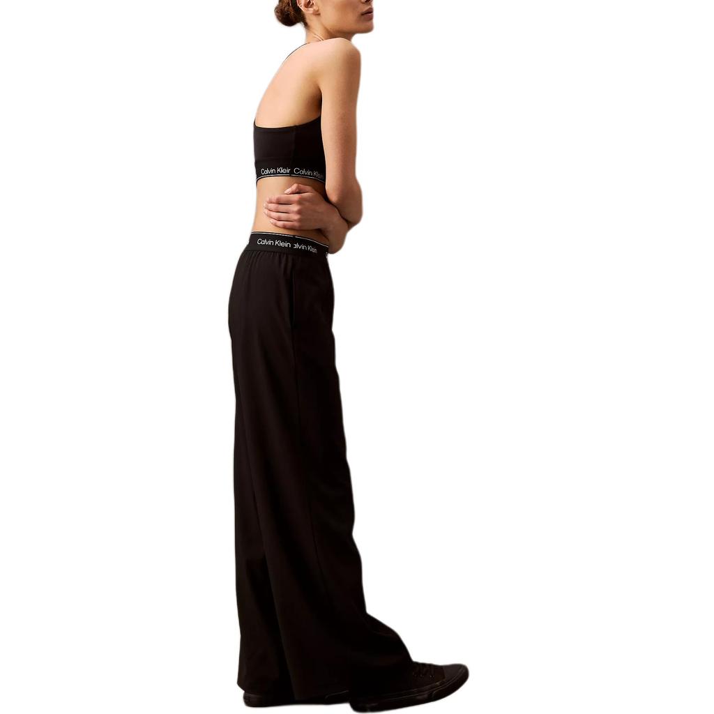Calvin Klein Simple Wide Leg Breathable Comfortable High Waist Knitted Sports Pants Women Bottoms Black 404F606-001