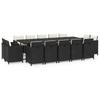 Vidaxl 15-Cz. Gartenmöbel-Set mit Kissen, Polyrattan, Schwarz