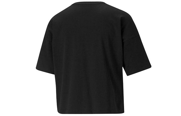 Women's PUMA ESS T-Shirts Women's Black Crew Neck Moderate