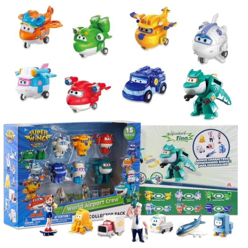 Super Wings 14-Pack Transforming Toys, 2 Inch Airplane Collector Character Toy with Dinosaur Mini Collectible Action Figure with