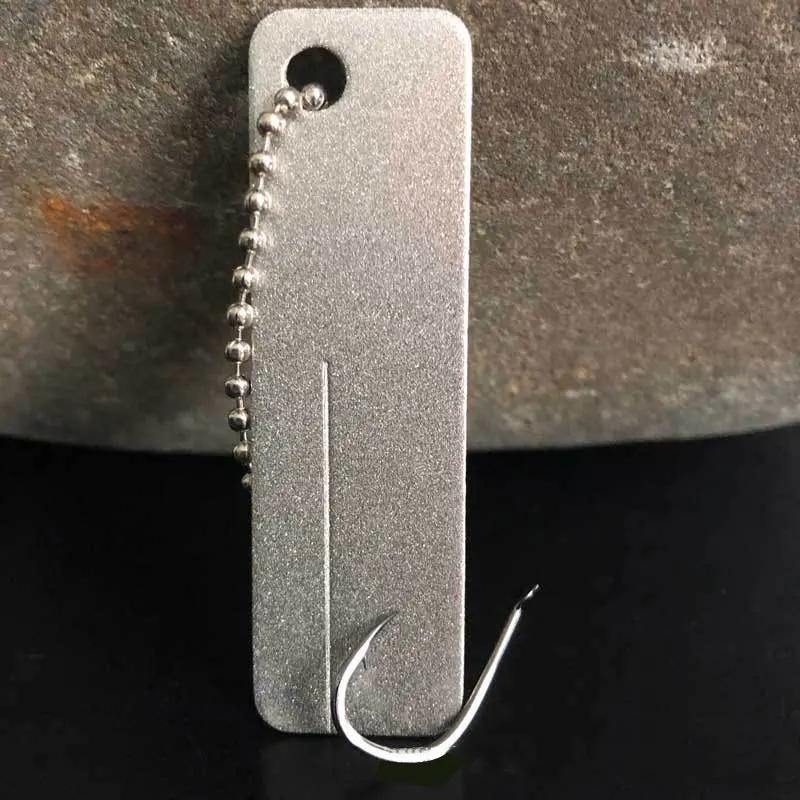 Fishing Hook Sharpener Portable Diamond Stone Fish Hook Sharpen Tools Knife Whetstone Keychain for Outdoor Fishing Accessories