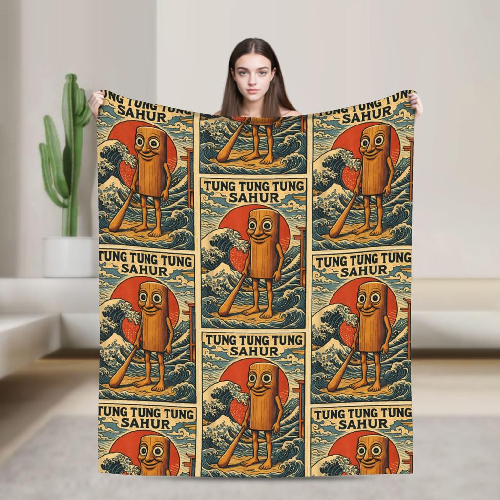 Cappuccino Assassino Italian Brainrot Memes Blanket Travel Flannel Bedding Throws For Couch Chair Sofa Bed Super Soft Bedspread