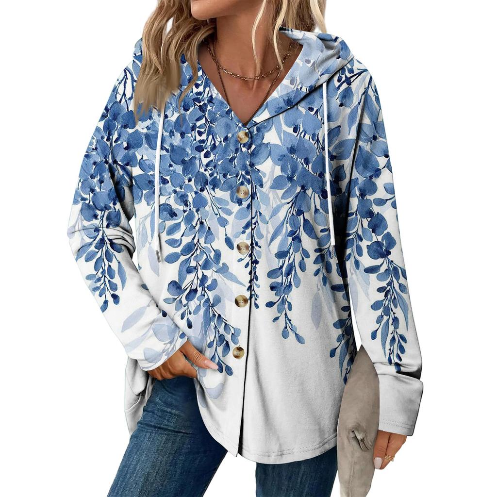 Dammode Casual Raglan Långärmad Dragsko Kappa, Vintage Knäppt Huva Kappa