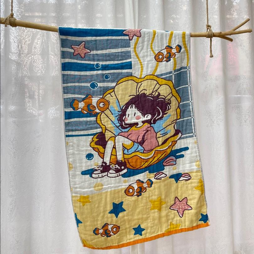 China Colored Jacquard Pure Cotton Four-Layer Gauze Bath Towel Men Women Extra-Large Adult Beach Towel Soft Absorbent