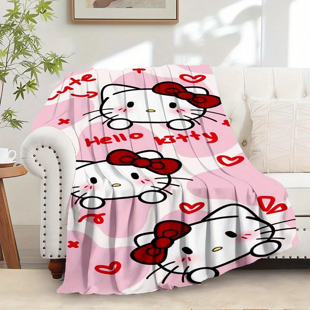 

1pc Cute, Hello Kitty, BowDigital Print Fleece Blanket - Contemporary Style, Suitable for All Seasons, Perfect for Home, Travel, or Camping 130x150cm
