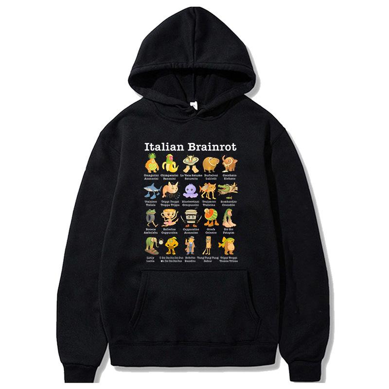 

Итальянский маразм Тралалеро Тралала мужская толстовка с капюшоном Готическая графическая забавная Толстовка повседневная ретро Худи S