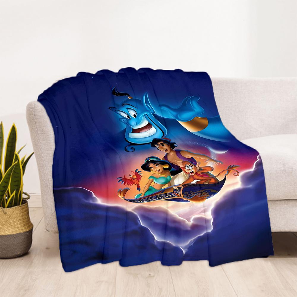 1pc, Aladdin's Genie and Jasmine Blanket Cartoon Throw for Home Decor, Gift Idea, All Seasons Use, Cozy Bedding Cover, Room Decoration
