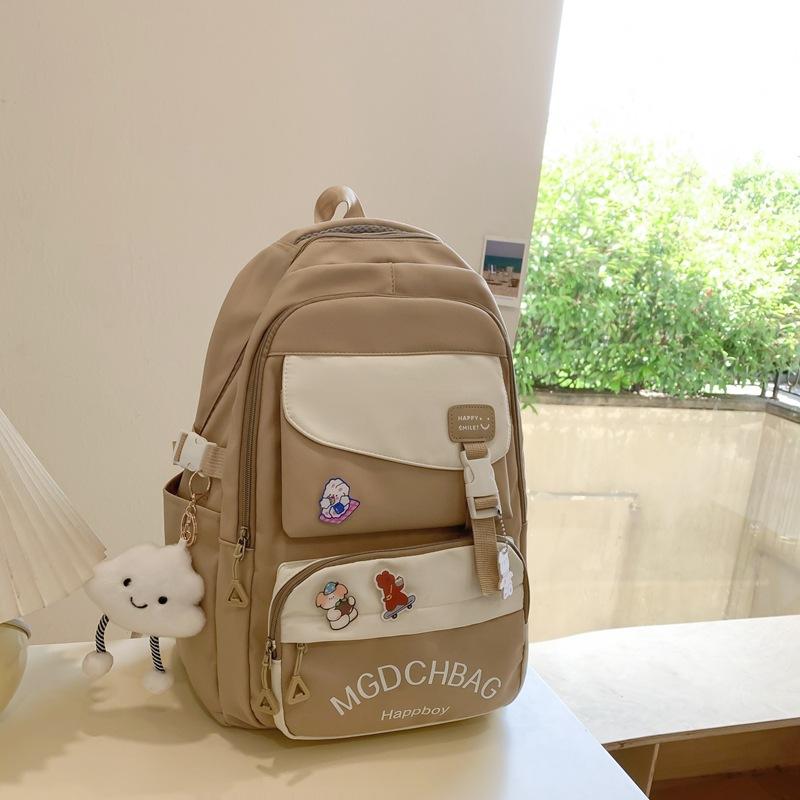 Fashion Contrasting Schoolbag for Women  Large Capacity Junior High School Students Lightweight Backpack for High School Students