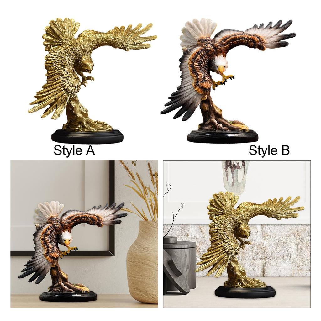 Eagle Statue Creative Collectible Art Indoor Gift Feng Shui Figurine for Office Cabinet Bookshelf Table Centerpieces Hallway