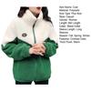 Women Winter Fall Coat Thickened Plush Color Matching Stand Collar Zipper Closure Long Sleeve Casual Cardigan Warm Heat Retention Pockets Lady