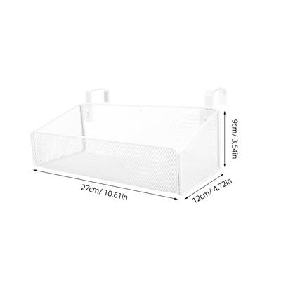 Bedside Organizer Hanging Storage Basket Heavy Duty Metal Wire Mesh Rack for Bed Rail Desk Phone Books Sundries Black