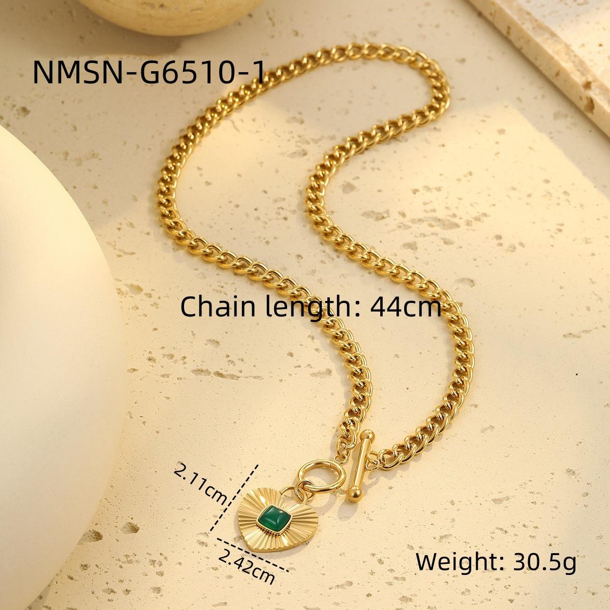 GEMCHIC Women s Vintage Geometric Green Zirconia 18K Gold Plated Stainless Steel Chain Necklace