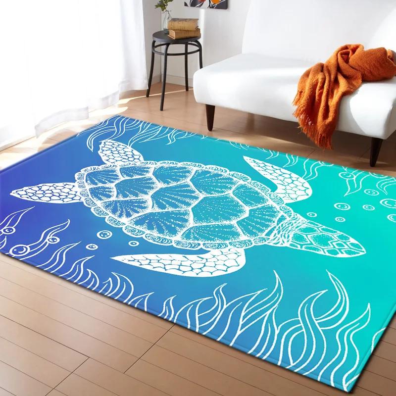 Sea Turtle 3D Print Large Carpet Marine Animal Series Area Rugs Living Room Non-slip Mat Home Decorative Kids Play Bedroom Rug