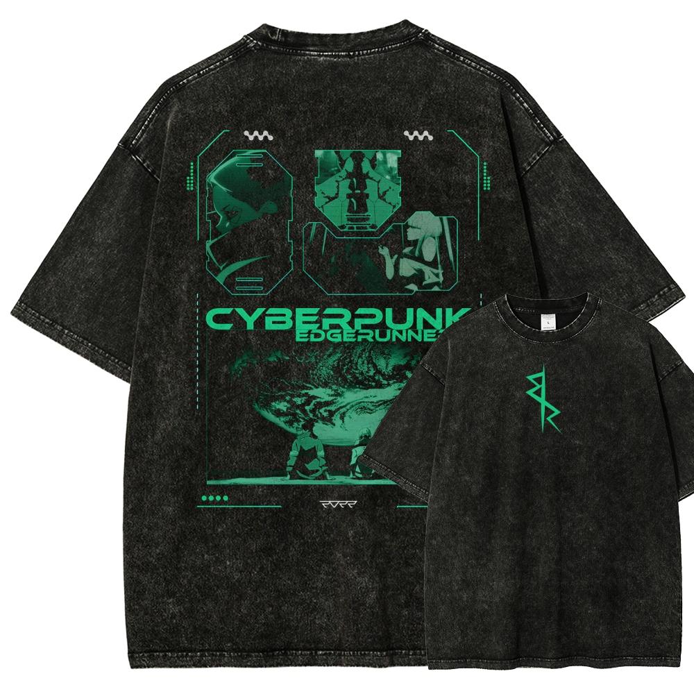 Trendsetter Loose Clothes Cyberpunk Edgerunners Anime Liefhebber Gewassen T-shirt Kleding voor het hele jaar hoge kwaliteit persoonlijkheid Kleding Grote Maten Unisex Nieuw Model Kleding voor stellen XL