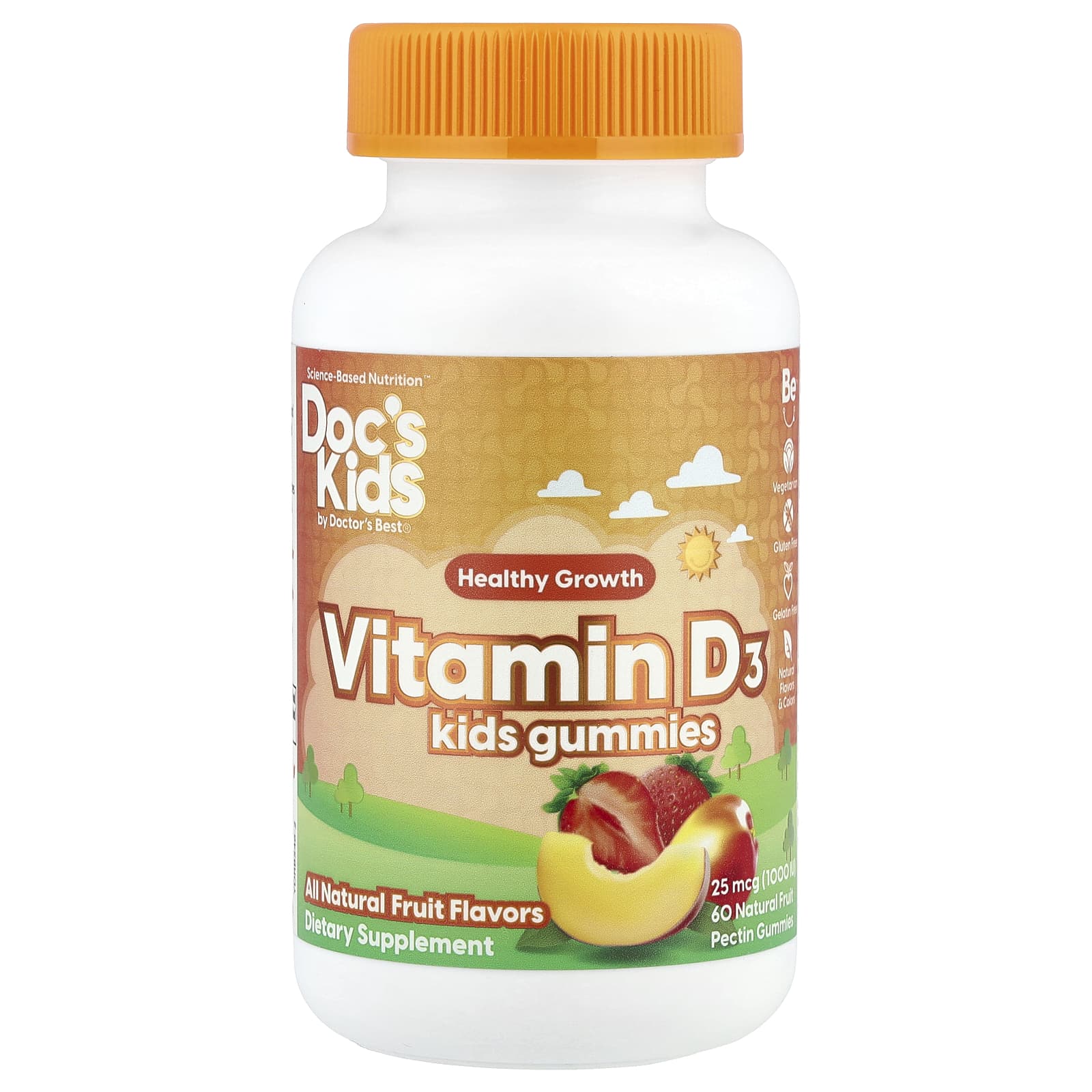 

Doctor S Best, Doc S Kids, Vitamin D3 Children s Gummies, Natural Fruit, 25Mcg (1,000Iu), Natural Fruit Pectin Gummies, 60 Pieces