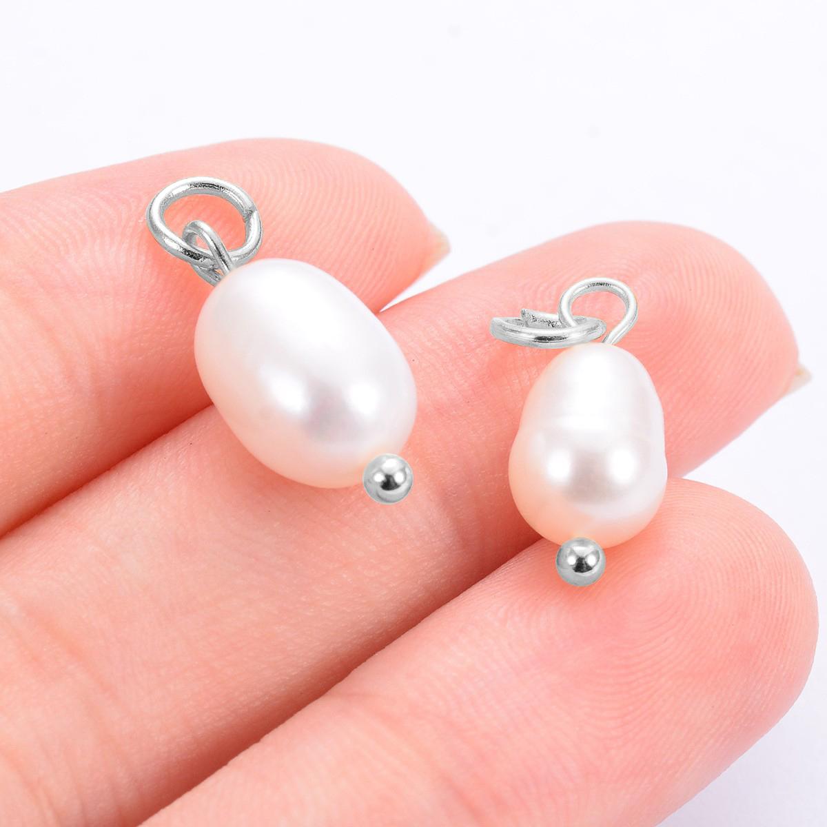 

10Pcs/Lot Natural Pearl Charms Stainless Steel Pendant Bracelet Bead Necklace DIY For Jewelry Making Handmade Findings