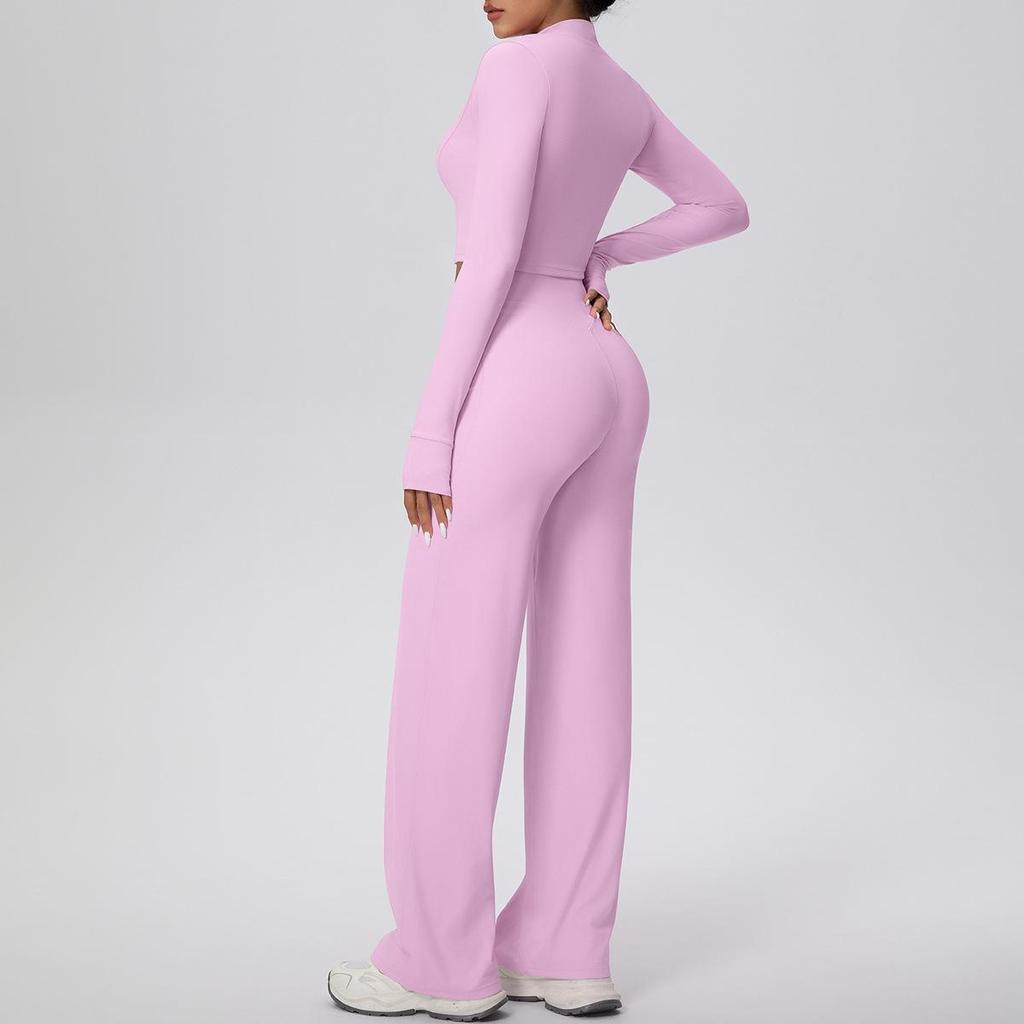 Women's Cross-border Fleece Sports Jacket & Loose Pants Set for Running, Fitness, and Yoga