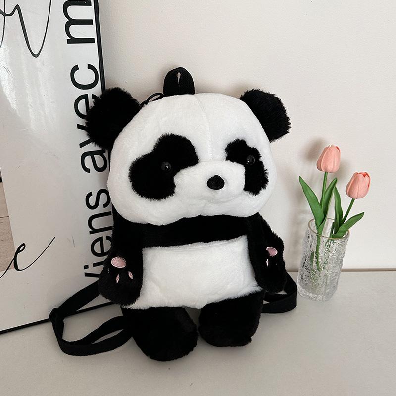 Super cute giant panda plush cartoon doll cute backpack sweet soft cute girl doll backpack