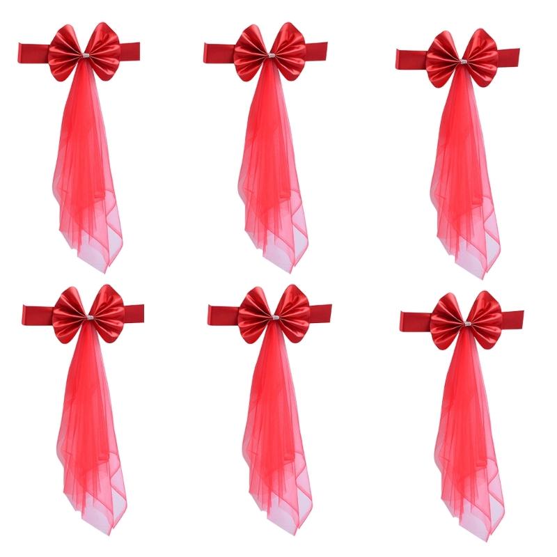 6 ks strečových spandexových šerp na židle, mašle, elastický pás na židli pro svatební dekorace