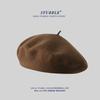 Autumn and Winter Wool Berets for Girls  Artistic and Retro Versatile Painter Hats  Solid Color Flower Bud Hats