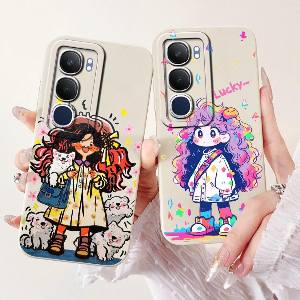 For Vivo Y19 1915 Case Y19S V2419 Luxury Fashion Cute Cartoon Girl Shockproof Silicone Back Cover For Vivo Y19s Phone Case Funda