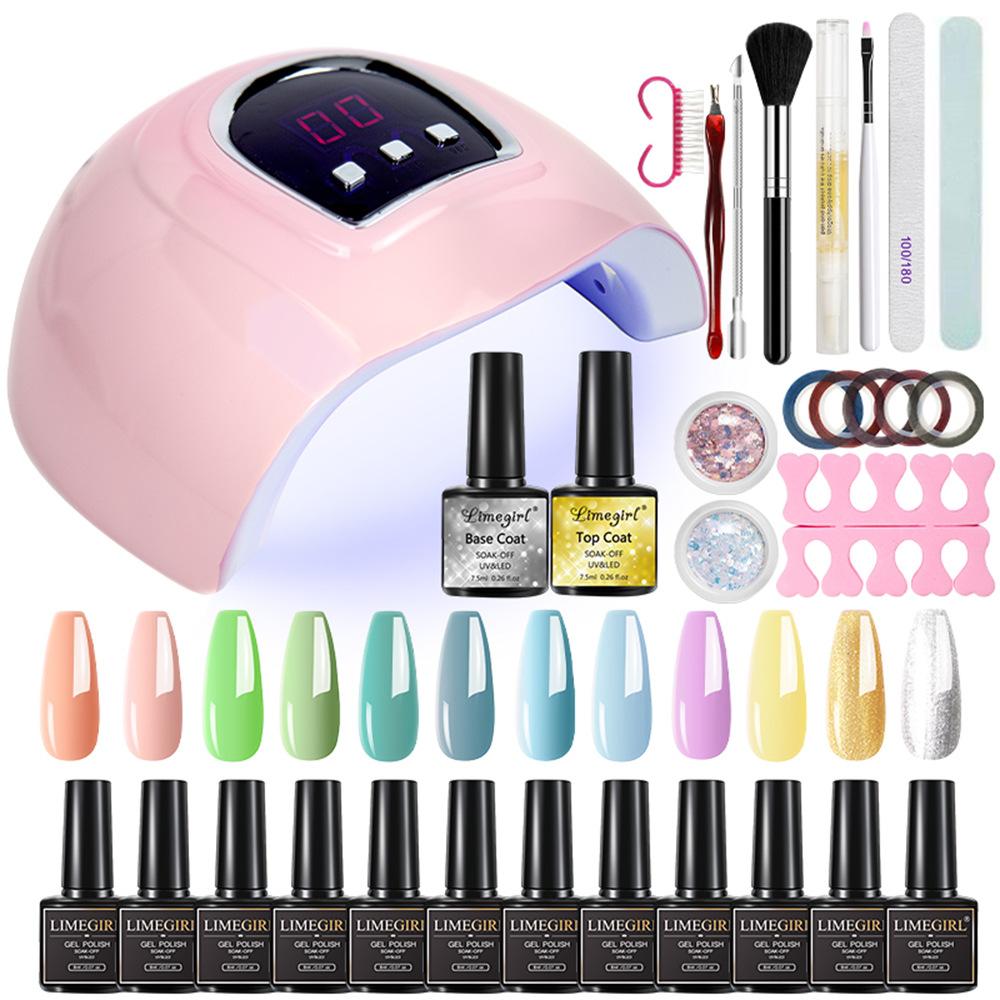 3 Colors Extension Gel Mirror Powder Nail Lamp Top Coat Base Coat Primer Rhinestone Glue Cleaner Nail Art Kit