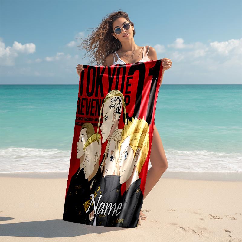 Personalized Customized Proof Beach Towel with Tokyo Revengers Pattern - Soft, Absorbent,quick-drying,perfect Swimming,camping&bathing