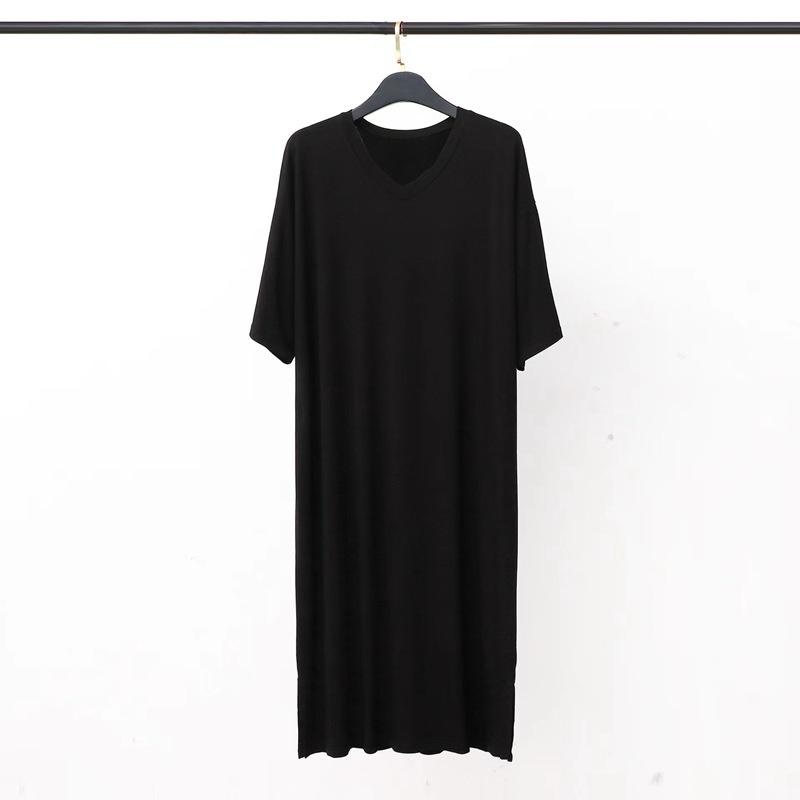 Men Summer Nightgown Modal Pajamas Round Neck Simple Raglan Sleeve T-shirt Dress Casual Loose Large Size Home Wear