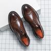 Men's Large Size Casual Brogue Leather Shoes, Pointed Toe, Height Increasing, Size 46