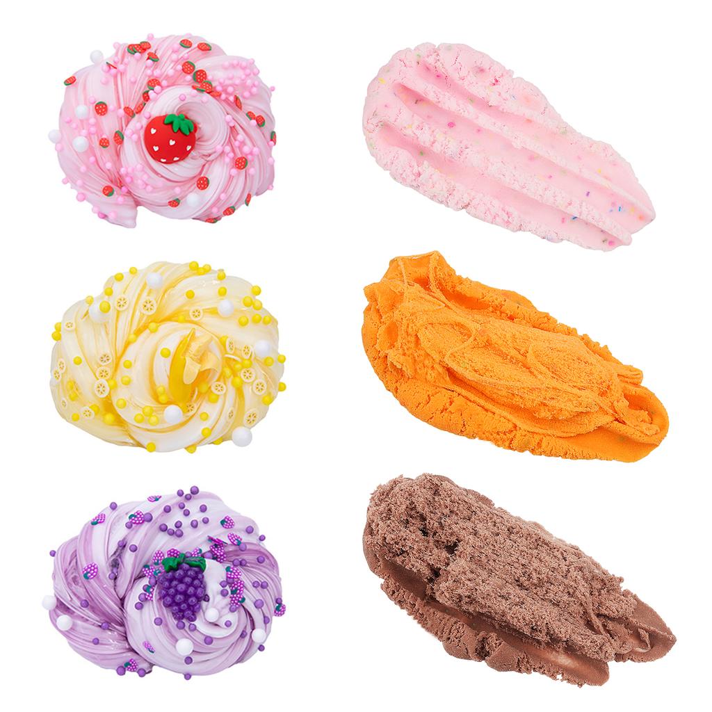 Fango di Cristallo Slime Fango di Seta Nuvola, Gusto e Odore di Frutta Set di Giocattoli Fatti a Mano Delicati per lo Stress Fai-da-Te, Disponibile in 6 Stili tra Cui Scegliere