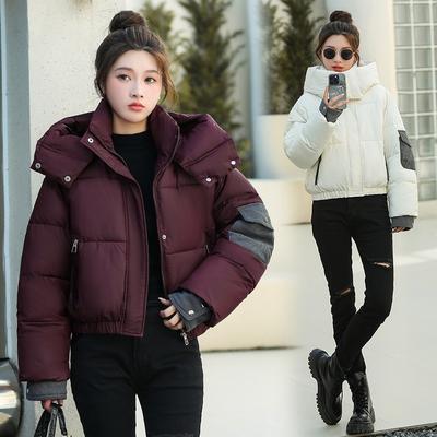 Roupas acolchoadas de algodão com enchimento de plumas para mulheres, modelos curtos, novas roupas acolchoadas de algodão da moda universitária, jaqueta acolchoada de algodão com capuz, solta e versátil