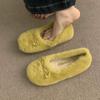 Fashion Fur Women Cotton Shoes Bow Warm Flats Cozy Shoes Winter Fashion Shallow Snow Boots 2025 New Short Plush Dress Botas De Mujer