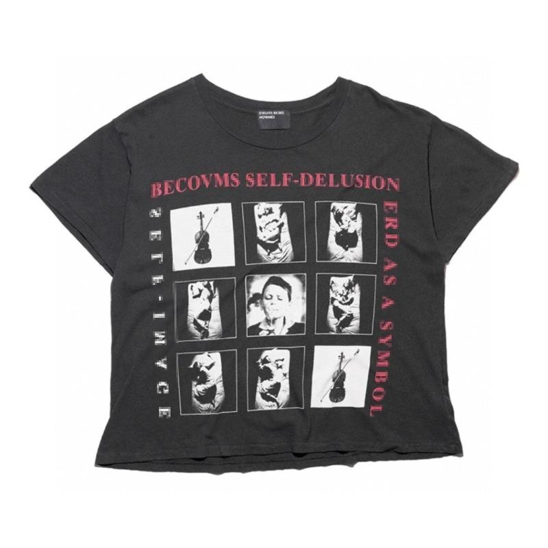 Letter printing retro portrait American tide brand loose men's and women's casual short-sleeved T-shirt tide
