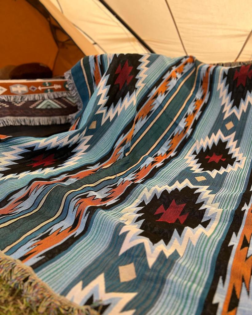 Peel Forest Kempování Původní Vzor Navajo Aztécký Koberec Deka Koberec Pikniková Postýlka, Kmenový, Venkovní, Deka, Víceúčelový Přehoz (160X260cm)