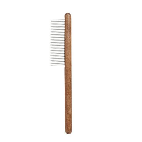 Pet Detangling Comb Rounded Metal Teeth Cat Shedding Comb with Wooden Handle Grooming Brush Removes Matted Fur Tangles for Long Short Hair Cats Dogs A