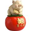Figurine en Résine Cochon Porte-Bonheur et Kaki Aris & Juno - Décoration Intérieure Bonne Fortune pour Pendaison de Crémaillère et Nouveaux Départs