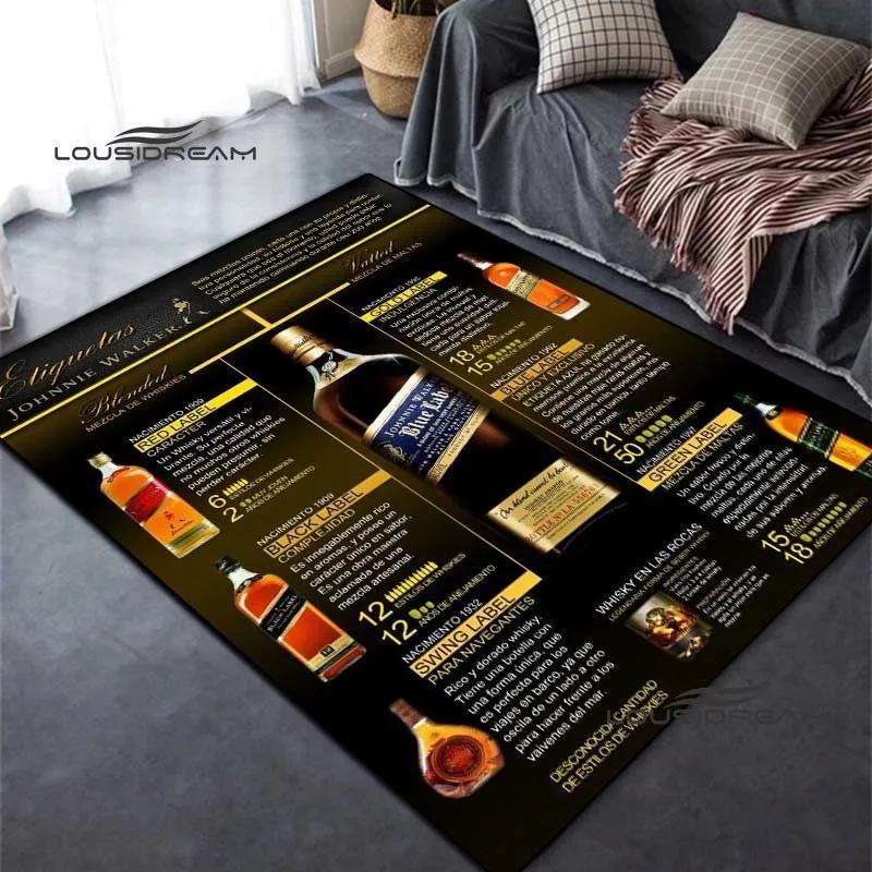 Johnnie Walker Whisky Carpet and Rug Modern Bar Living Room Bedroom Large Area Soft Carpet Study Porch Bedside Non-slip Mat