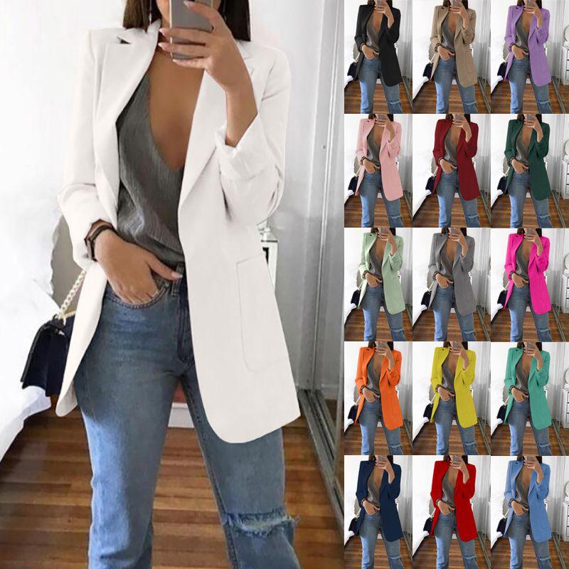 Stylish Women's Blazer Slim Fit Work Ol Jacket Long Sleeve Plus Size Coat For Office Wear