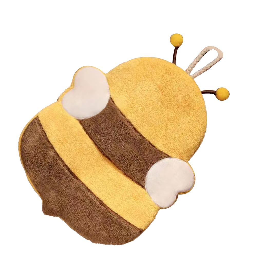 Hand Towel Thickened Cute Cartoon Animal Pattern Absorbent Hanging Kitchen Towel for Kids Home Bee Pattern